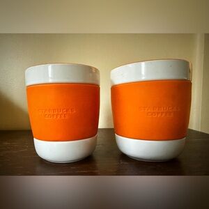 Starbucks 2009 Orange / White 12oz Travel Coffee Cup